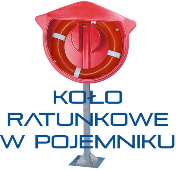 KOŁO RATUNKOWE Z LINĄ W POJEMNIKU NA STOJAKU