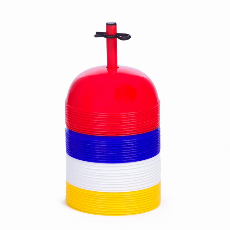 Kopuły znakujące Sport-Thieme, 40 szt. w 4 kolorach, do sportu i gier, z układarką; do użytku wewnątrz i na zewnątrz dla trenera do treningu.jpeg