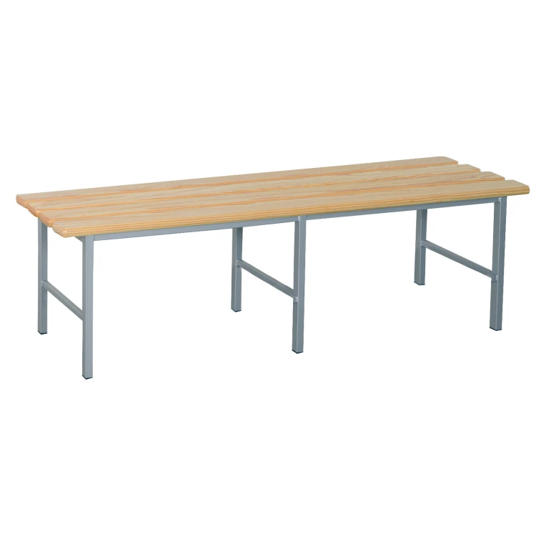 Ławka szatniowa Sport-Thieme Style A – stalowa konstrukcja zgodna z DIN 7917, drewniane siedzisko 90×28 mm, długość do 2,4 m, dostępna z półką na buty lub bez, certyfikat TUV ThUringen.jpeg