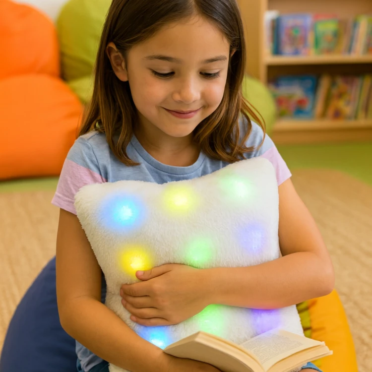 Pluszowy zestaw sensoryczny LED koc i poduszka Playlearn