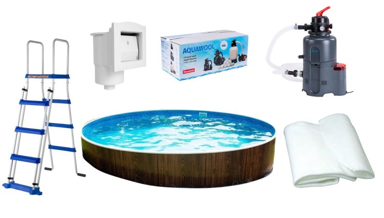 Kompletny basen rozporowy Azuro Wood 4,6x1,2