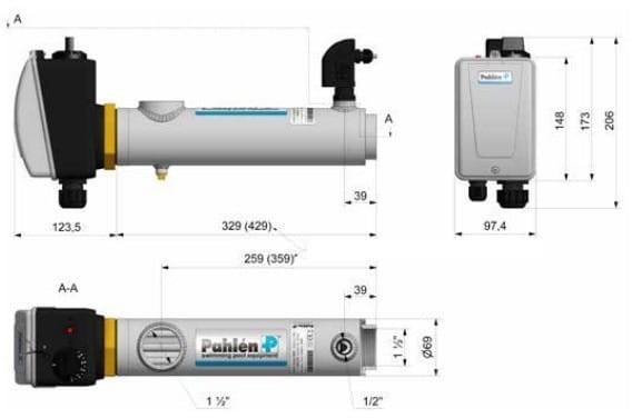 Grzałka basenowa z czujnikiem ciśnienia Pahlen 400V