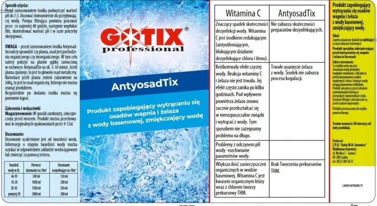 Zmiękczacz do wody basenowej AntyosadTix 1L