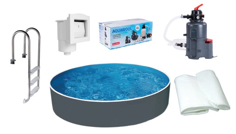 Kompletny basen ogrodowy stalowy 5x1,2 m grafit