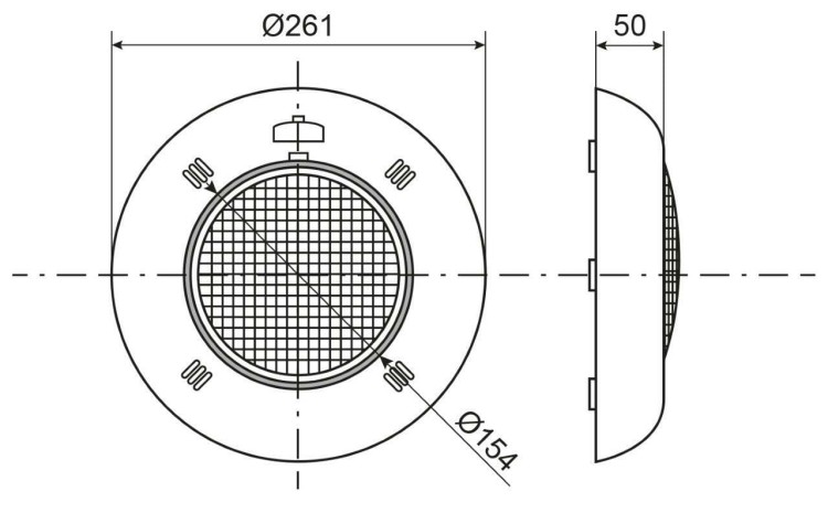 Lampa basenowa led biała bez niszy płaska