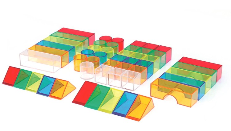 Kolorowe przeźroczyste klocki konstrukcyjne do tablic LED i stolików