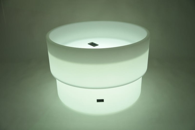 Podświetlany stół z zagłębieniem na wodę i piasek okrągły