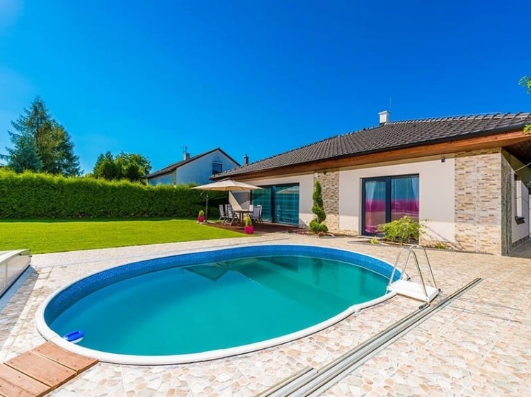 Basen stalowy komplet Azuro owalny dekor kamień 5,5x3,7m