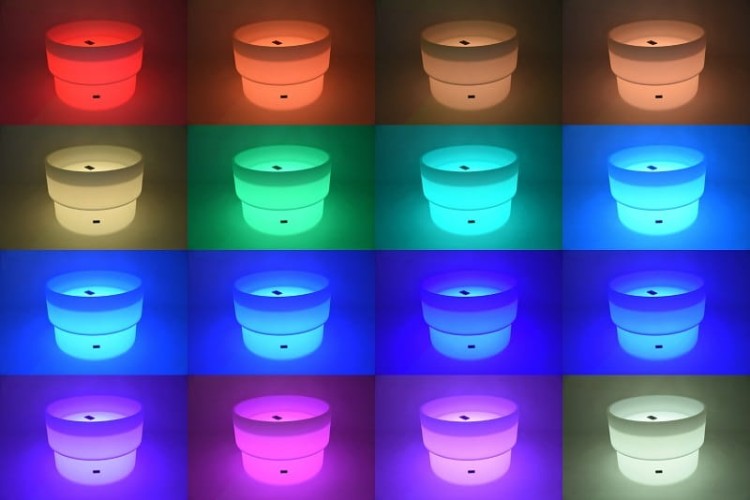 Podświetlany stół z zagłębieniem na wodę i piasek okrągły